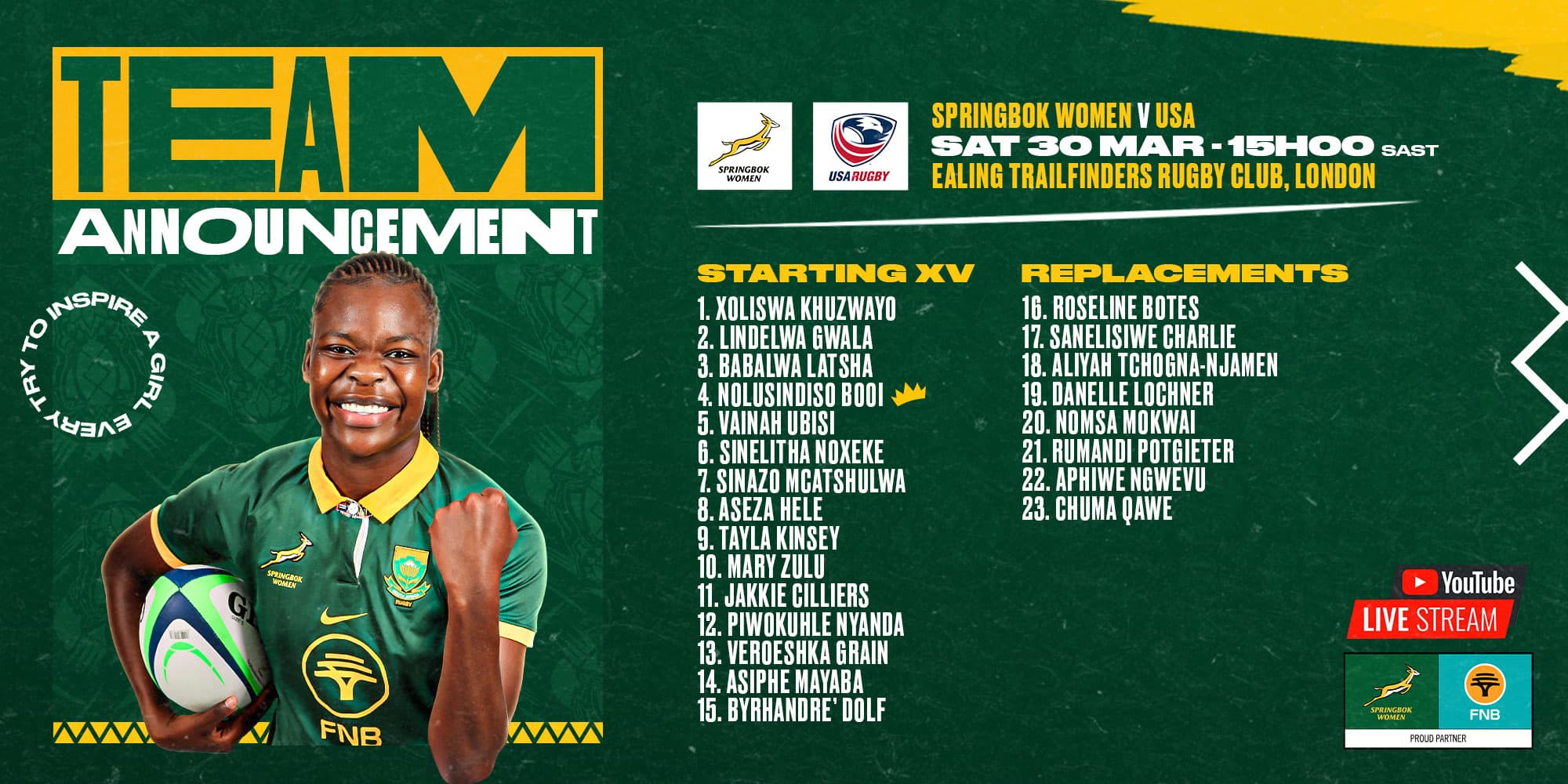 Koen tweaks Springbok Women for USA Test