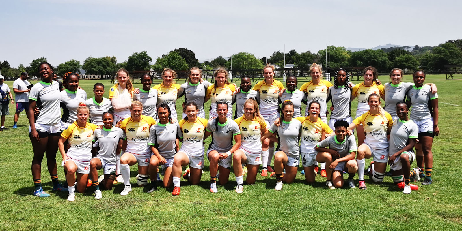 The two teams posed for a picture together after the games.