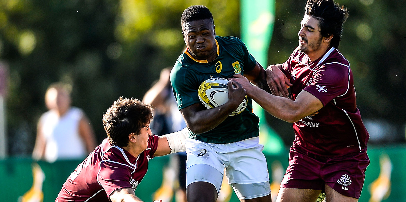 Wandisile Simelane en acción para los Junior Boks contra Georgia U20 en 2018.