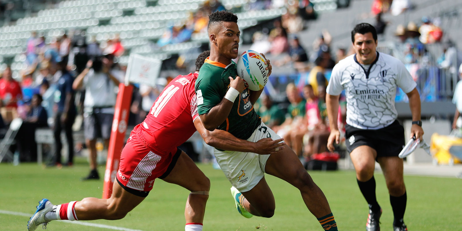 Angelo Davids in action against Wales.