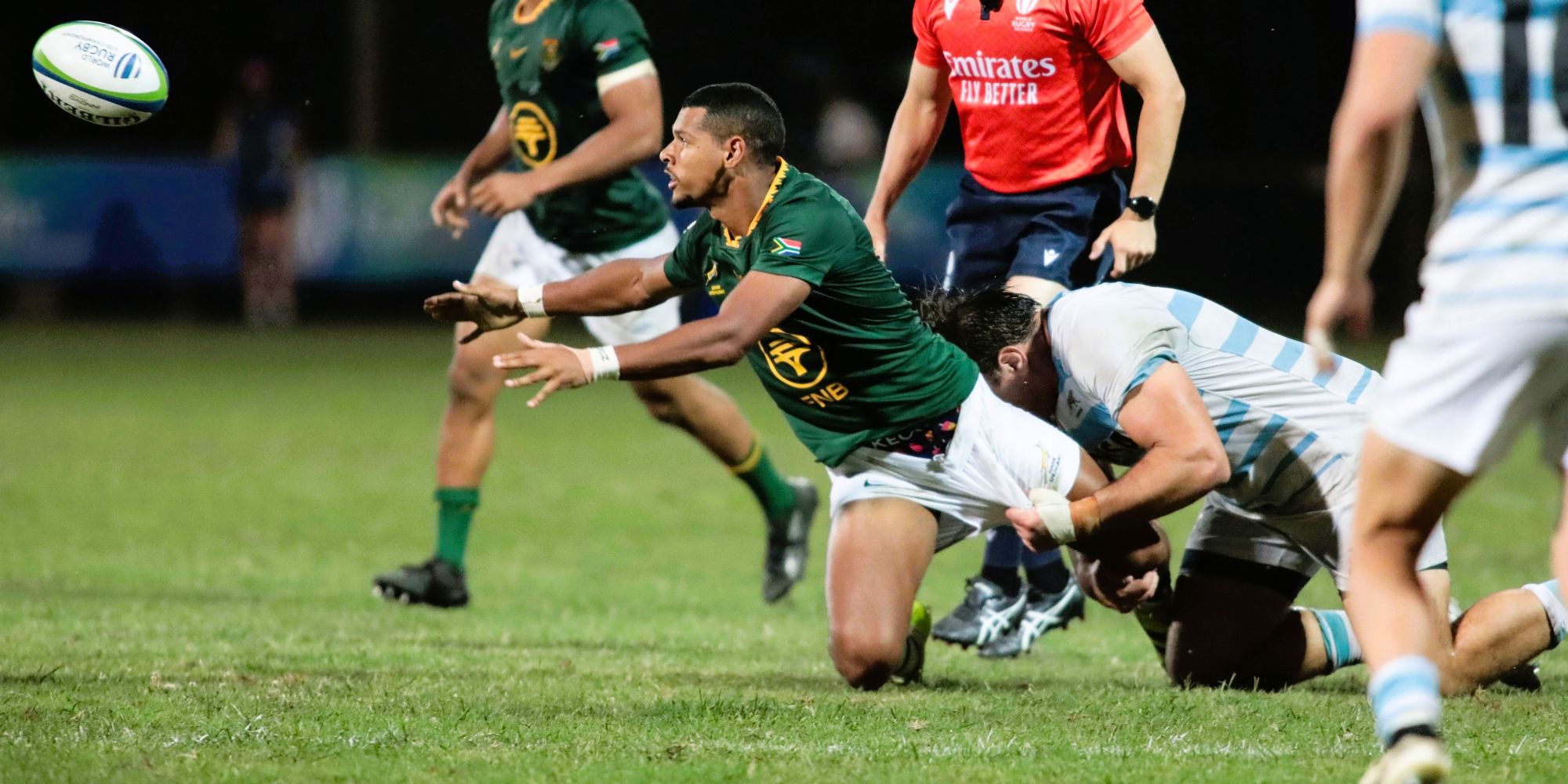 Haashim Pead under pressure from Argentina's defence.