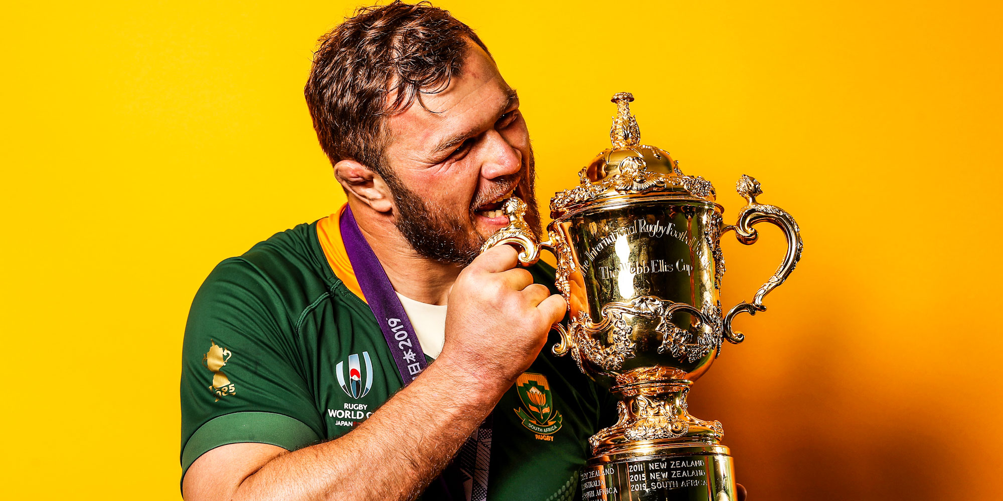 Vermeulen with the Webb Ellis Cup after the final in Japan in 2019.