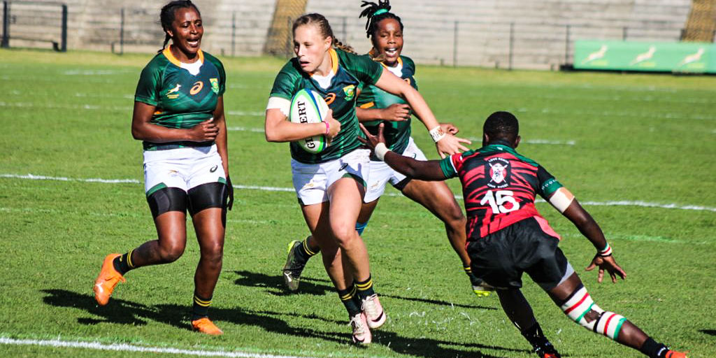 Eloise Webb on the attack - she scored two tries.