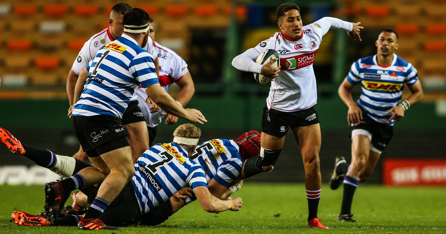 Sigma Lions flyhalf Jordan Hendrikse wasn't afforded a lot of room to move at DHL Newlands.