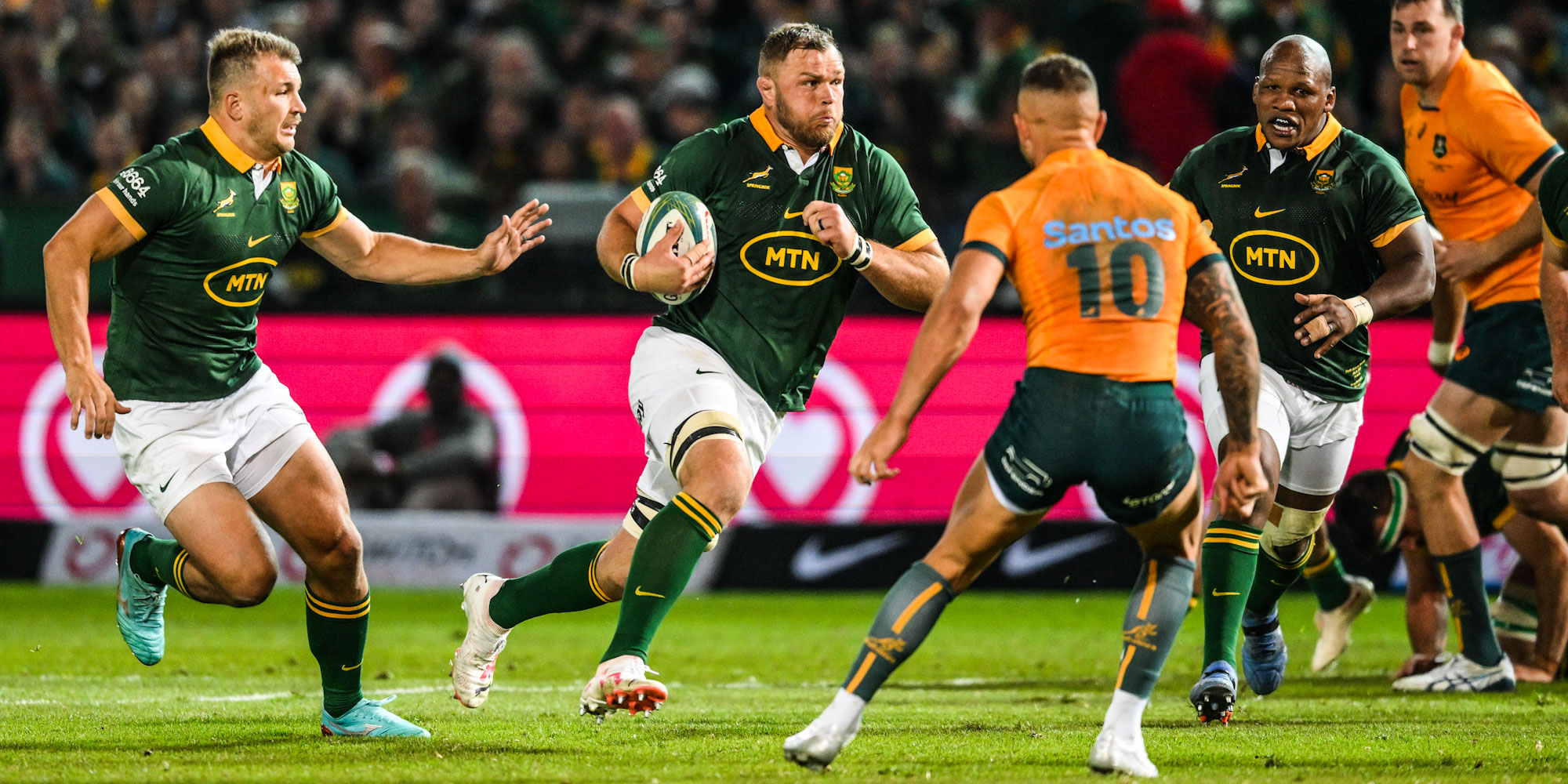 Duane Vermeulen on the charge in his third Test as Springbok captain.