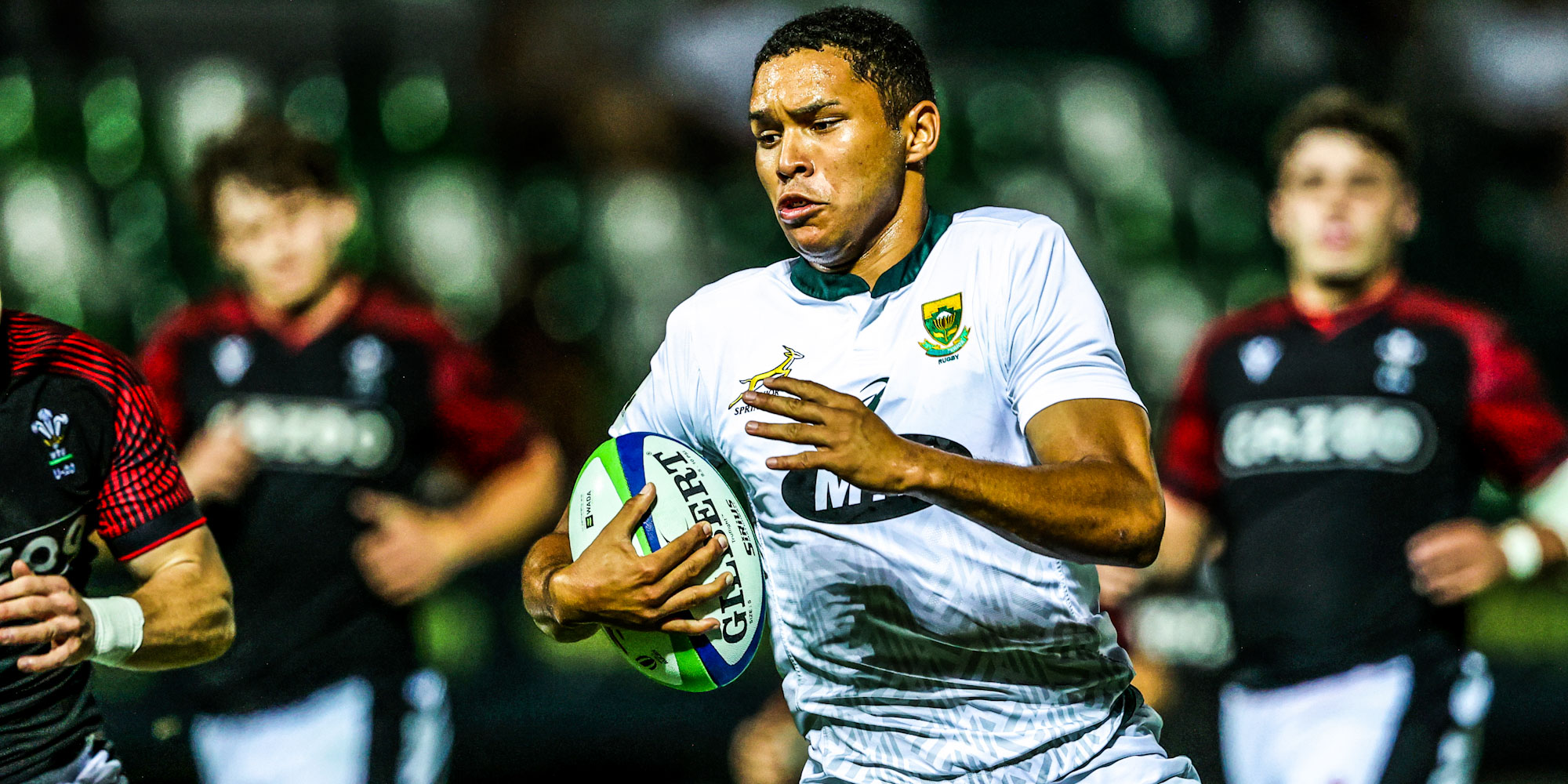 Suleiman Hartzenberg in action for the Junior Springboks in 2022.