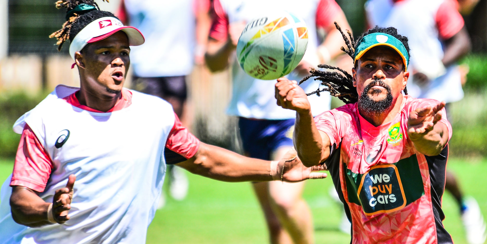 Dewald Human (left) and Selvyn Davids at Blitzbok training earlier in the week.
