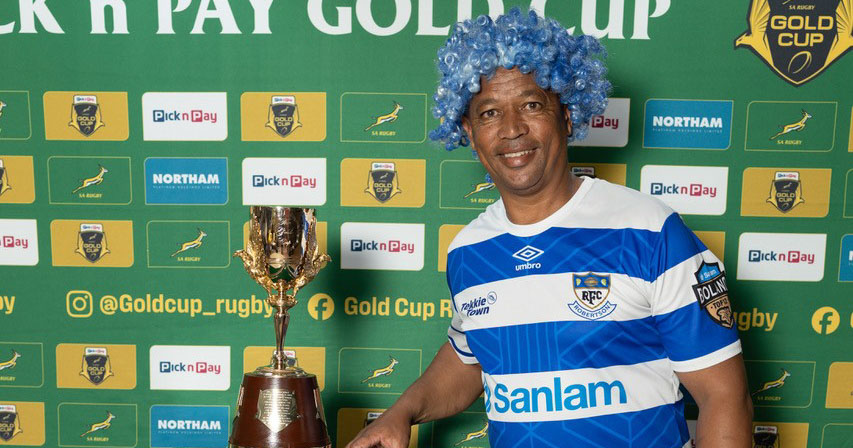 A Robertson fan with the Gold Cup earlier during the Cup roadshow.