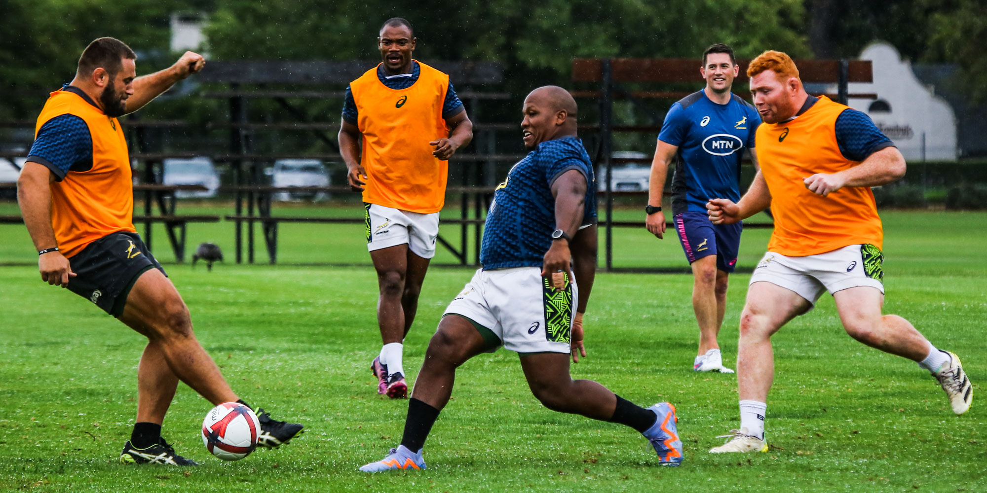Not your typical rugby warm-up drill.