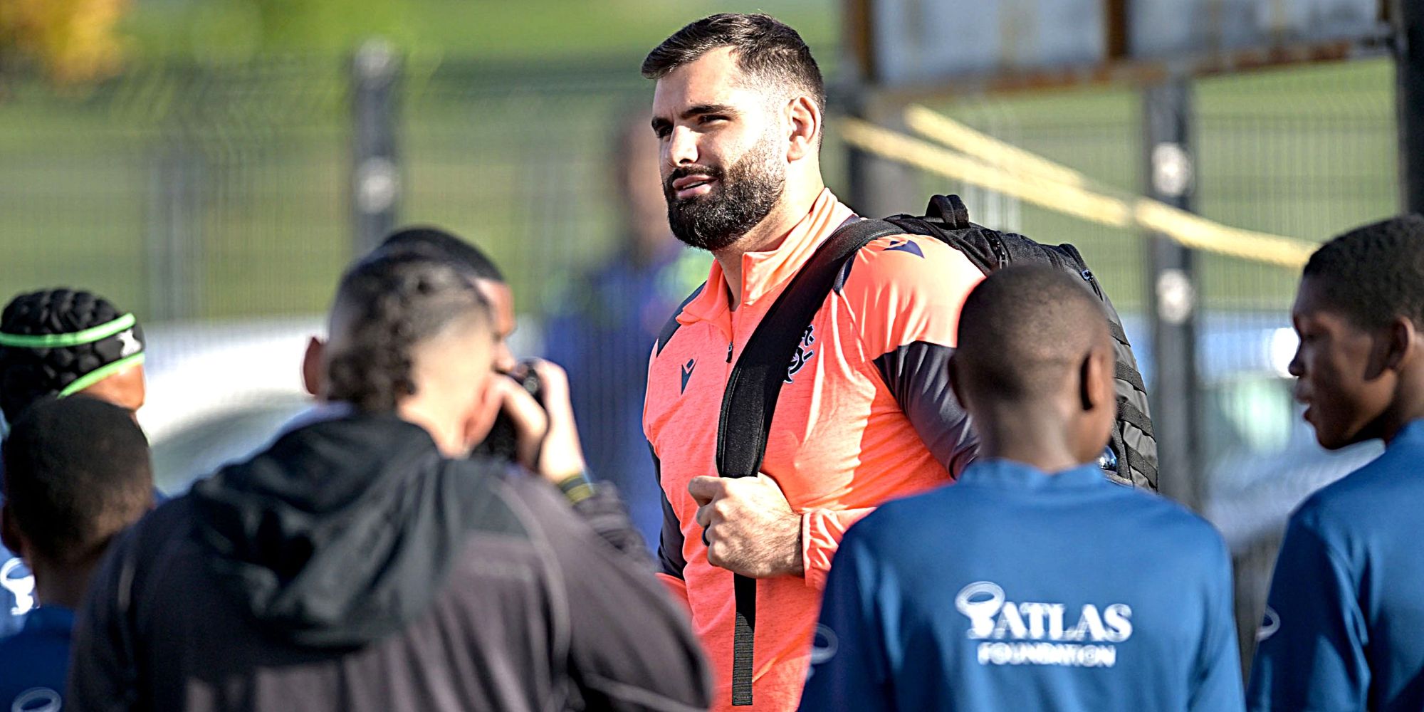 Ruben van Heerden arrives at BaaBaas training.