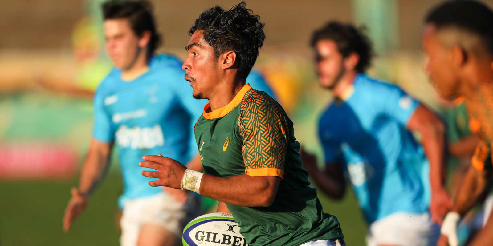 Ethan James on the run against Uruguay.